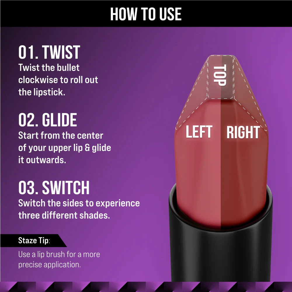 Love Tri-Angle 3 In 1 Lipstick - 01 Brick Pink - Image 7