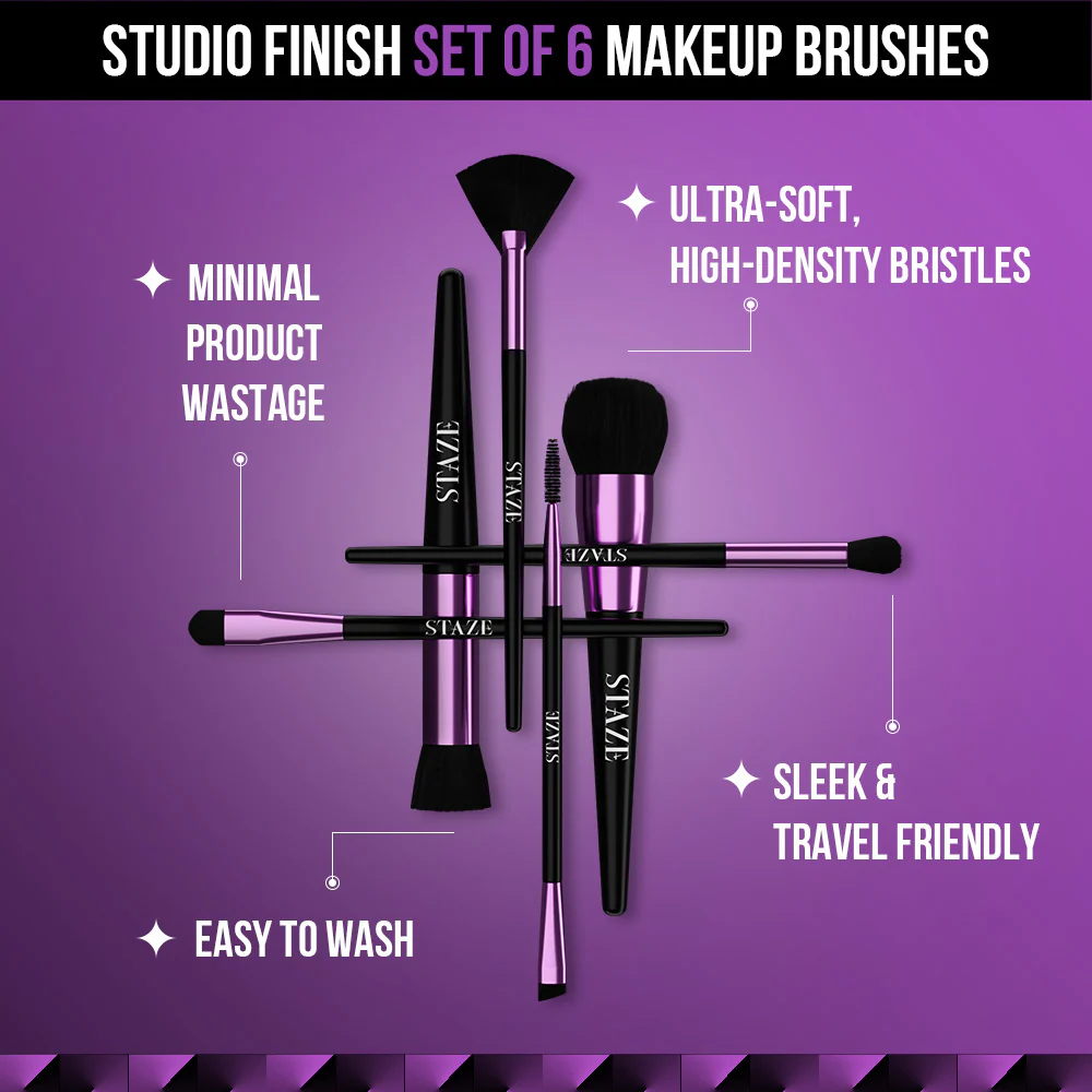 Studio Finish Set of 6 Makeup Brushes - Image 3