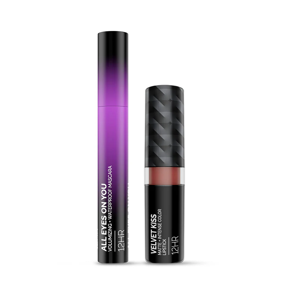 Velvet Kiss Bullet Lipstick 06 Hot Chocolate with Mascara - Image 9