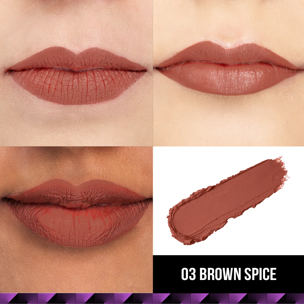 Velvet Kiss Bullet Lipstick - 03 Brown Spice - Image 4